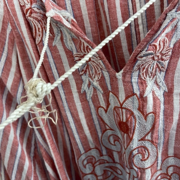 Anthropologie Linen Blend Puff Sleeve Blouse Boho Coastal - Picture 11 of 11